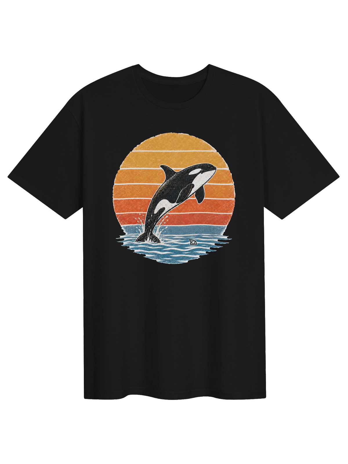 Black retro orca sunset shirt