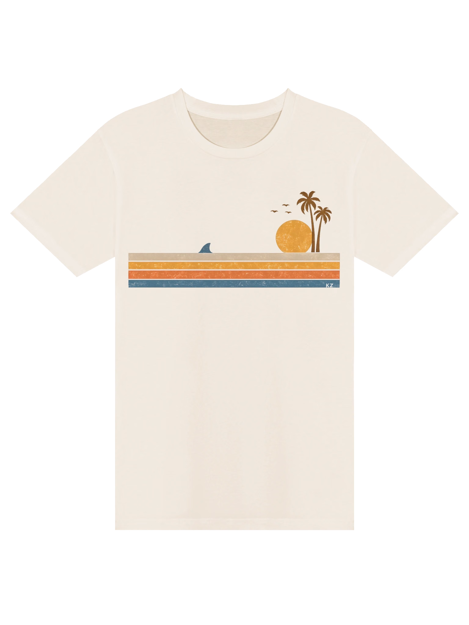 Natural off-white Kingz World TV retro surf shark shirt